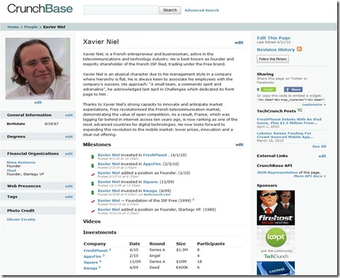 Crunchbase Business Angel Page