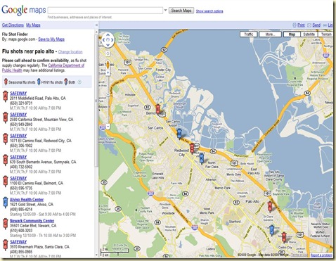 Google Maps Flu Shots Palo Alto