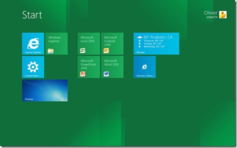 Accueil Tablette Windows 8 avec Office